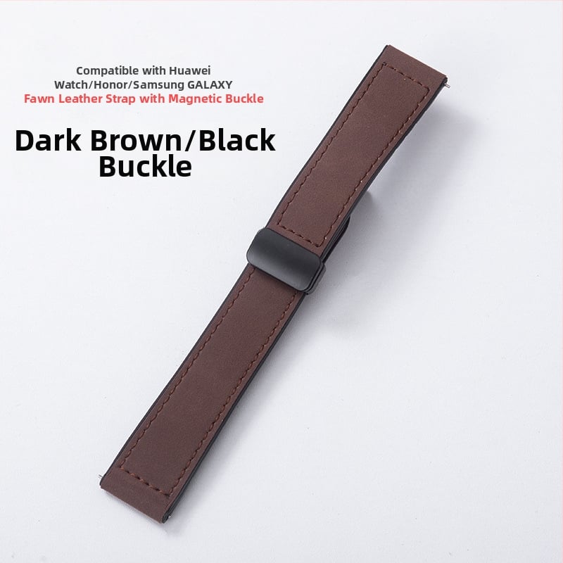 Crazy Horse ādas viedpulksteņa siksna ar magnētisku salokāmu sprādzi, saderīga ar Samsung Watch un Huawei GT3