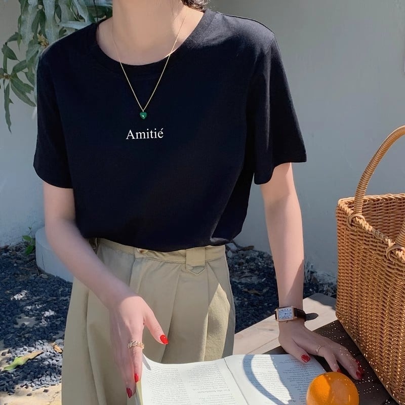 Sieviešu īsrokas T-krekls, Korejas stilā, anime apdruka, Milk Silk audums (≥95% poliester), vidējais garums