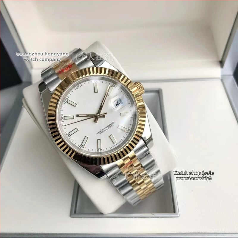 Daiska Vīriešu pilnībā automātiska mehāniskā pulkstenis ar nerūsējoša tērauda korpusu un tērauda siksnu, kalibrs 2813, skrūvējama krona