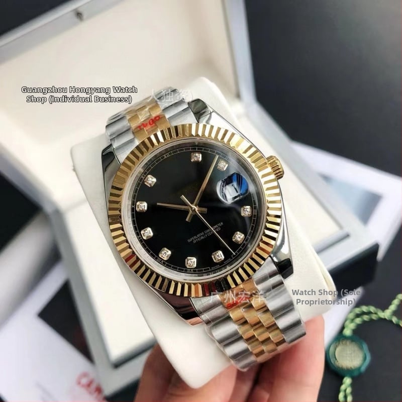 Daiska Vīriešu pilnībā automātiska mehāniskā pulkstenis ar nerūsējoša tērauda korpusu un tērauda siksnu, kalibrs 2813, skrūvējama krona