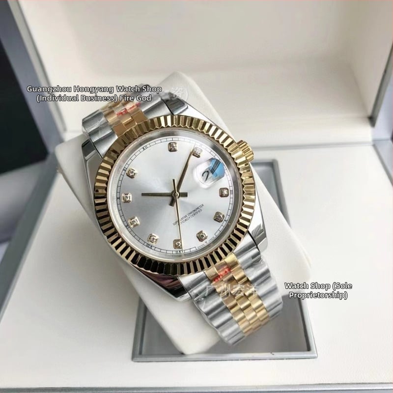 Daiska Vīriešu pilnībā automātiska mehāniskā pulkstenis ar nerūsējoša tērauda korpusu un tērauda siksnu, kalibrs 2813, skrūvējama krona