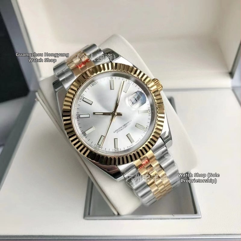 Daiska Vīriešu pilnībā automātiska mehāniskā pulkstenis ar nerūsējoša tērauda korpusu un tērauda siksnu, kalibrs 2813, skrūvējama krona