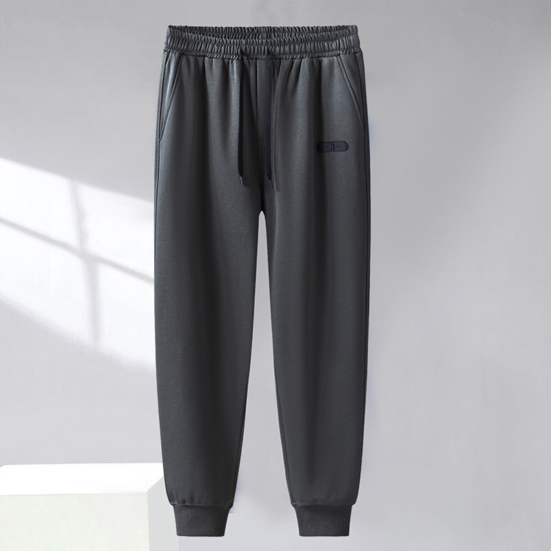 Vīriešu rudens plus izmēra divdaļīgs komplekts: brīvas bikses, kapucēta vestes bez piedurknēm un bez piedurknēm kardigāns, kokvilnas-poliestera materiāls