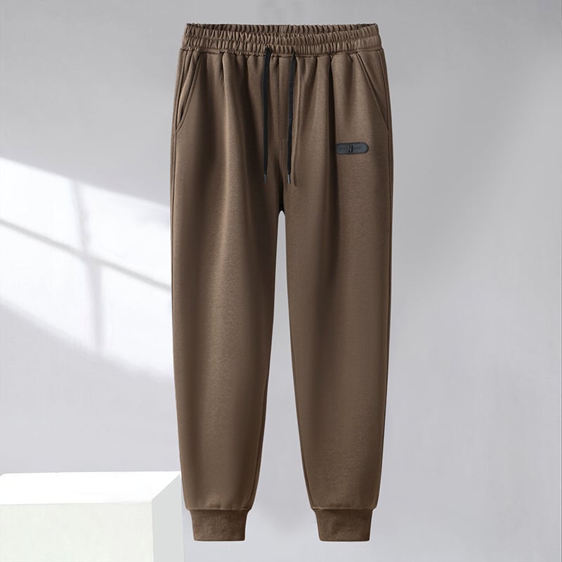 Vīriešu rudens plus izmēra divdaļīgs komplekts: brīvas bikses, kapucēta vestes bez piedurknēm un bez piedurknēm kardigāns, kokvilnas-poliestera materiāls