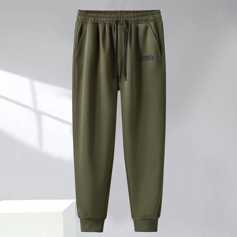 Vīriešu rudens plus izmēra divdaļīgs komplekts: brīvas bikses, kapucēta vestes bez piedurknēm un bez piedurknēm kardigāns, kokvilnas-poliestera materiāls