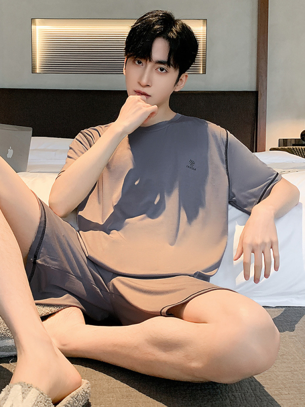 Muški set pidžama, okrugli ovratnik, 100% pamuk, srednja težina tkanine 181–200 g/m², jednostavan ležeran stil