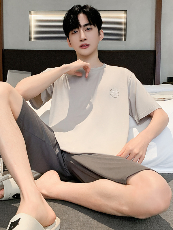 Muški set pidžama, okrugli ovratnik, 100% pamuk, srednja težina tkanine 181–200 g/m², jednostavan ležeran stil