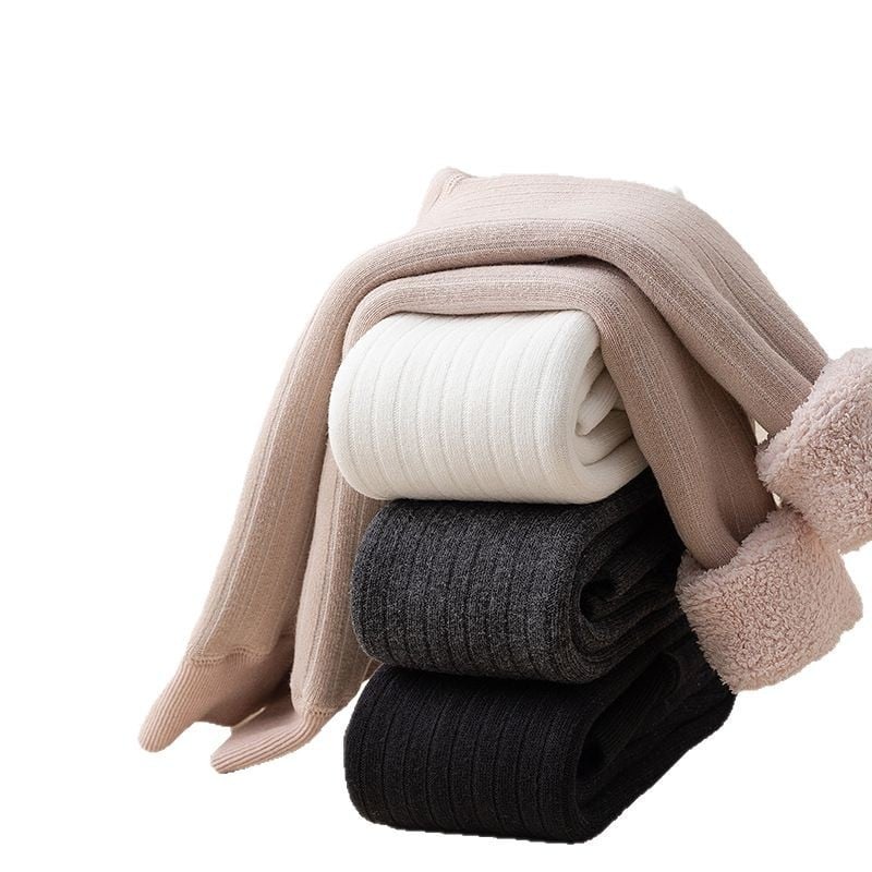 Vaikų medvilnės fliisvoodiga kelnės, aukštas liemuo, devynių taškų ilgis, žieminis audinys, 76,9% medvilnė