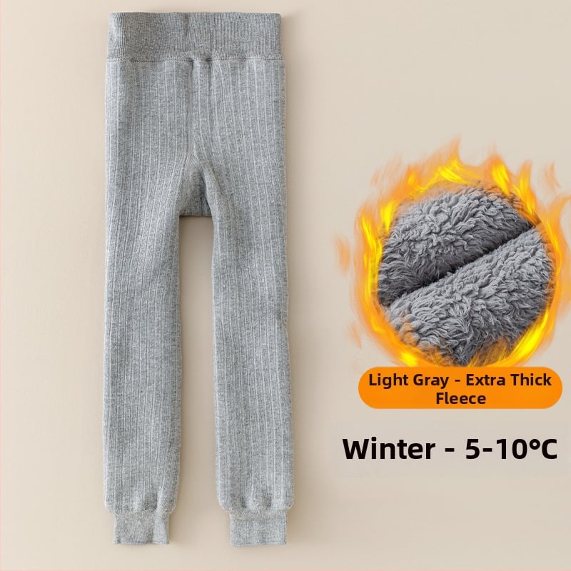 Vaikų medvilnės fliisvoodiga kelnės, aukštas liemuo, devynių taškų ilgis, žieminis audinys, 76,9% medvilnė