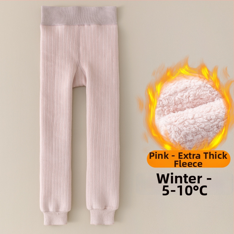 Vaikų medvilnės fliisvoodiga kelnės, aukštas liemuo, devynių taškų ilgis, žieminis audinys, 76,9% medvilnė