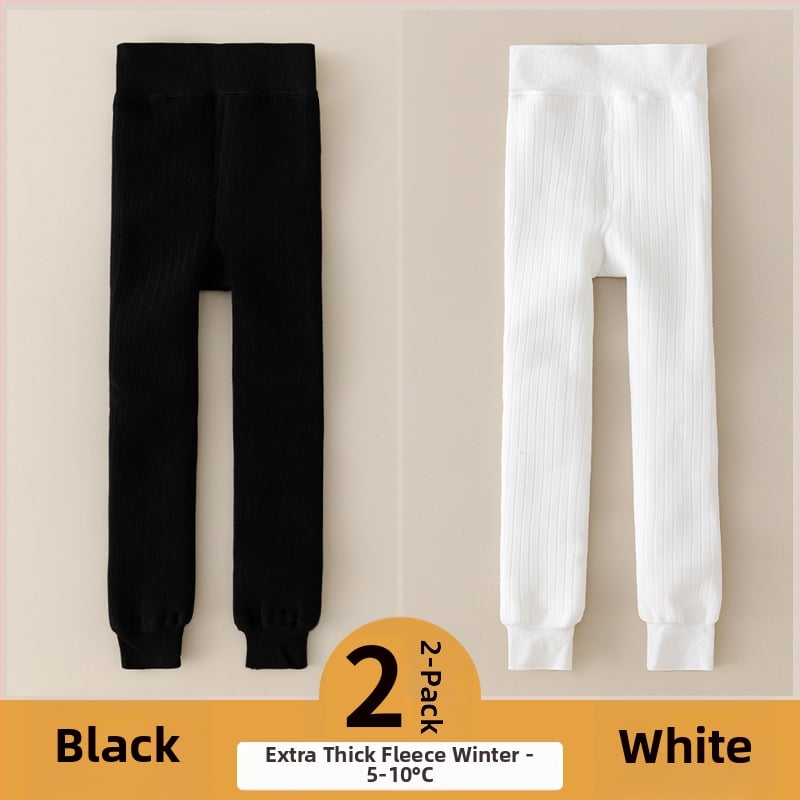 Vaikų medvilnės fliisvoodiga kelnės, aukštas liemuo, devynių taškų ilgis, žieminis audinys, 76,9% medvilnė