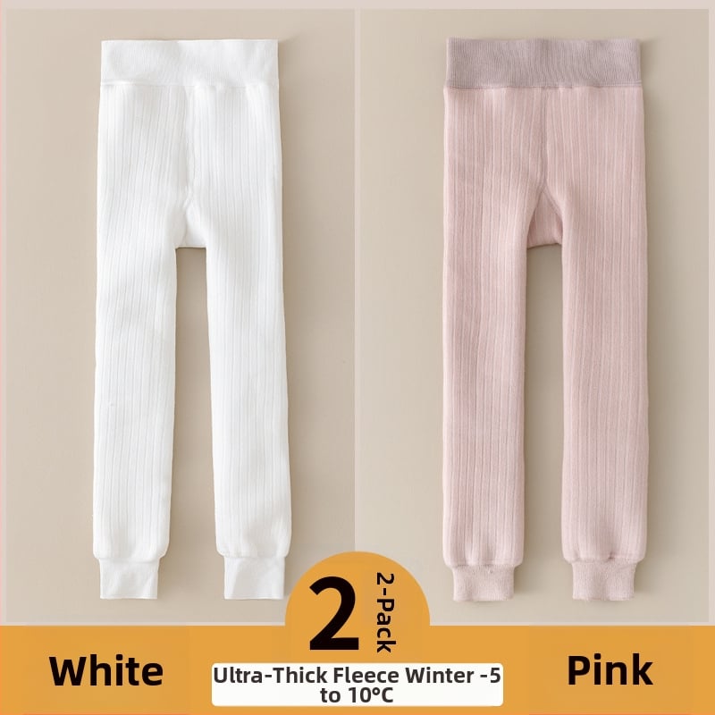 Vaikų medvilnės fliisvoodiga kelnės, aukštas liemuo, devynių taškų ilgis, žieminis audinys, 76,9% medvilnė