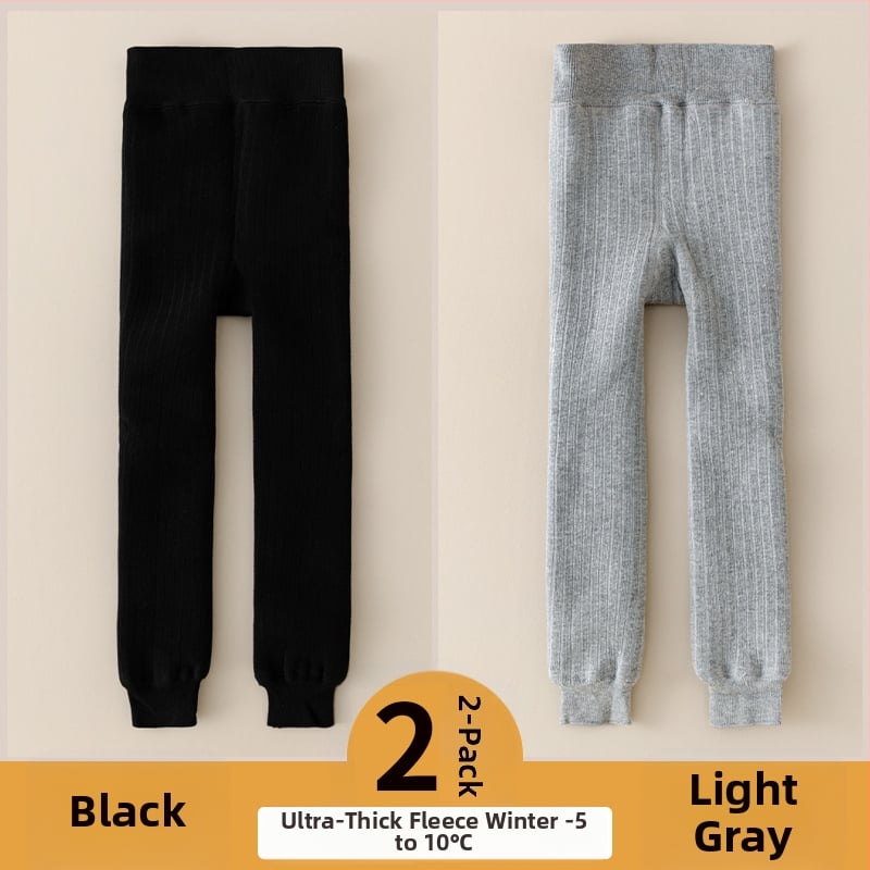 Vaikų medvilnės fliisvoodiga kelnės, aukštas liemuo, devynių taškų ilgis, žieminis audinys, 76,9% medvilnė