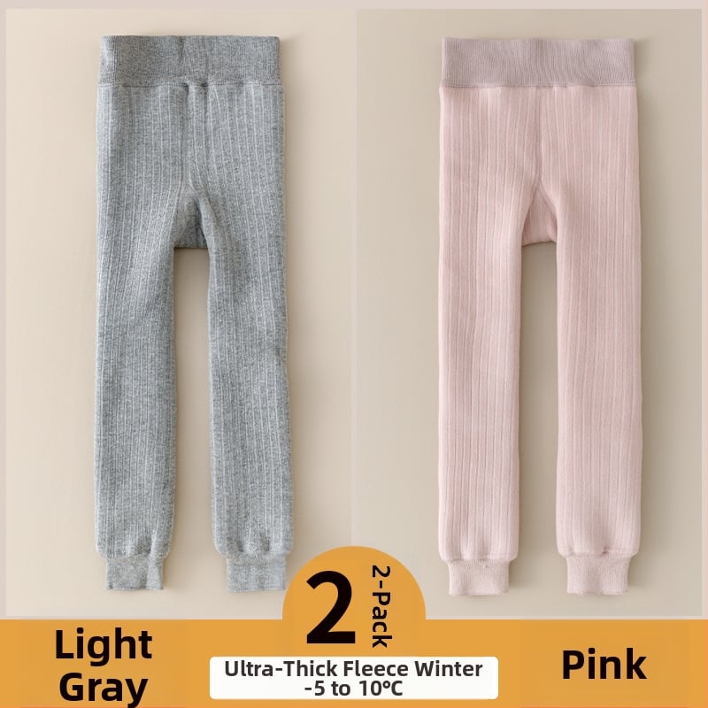 Vaikų medvilnės fliisvoodiga kelnės, aukštas liemuo, devynių taškų ilgis, žieminis audinys, 76,9% medvilnė