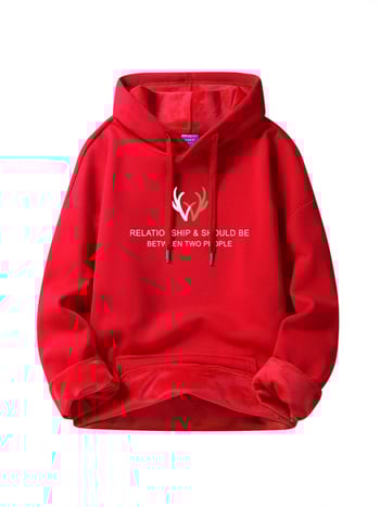 Siltināts kapucīna džemperis ar flīsām, brīvs piegriezums, garas piedurknes, apdruka, 3D kabata