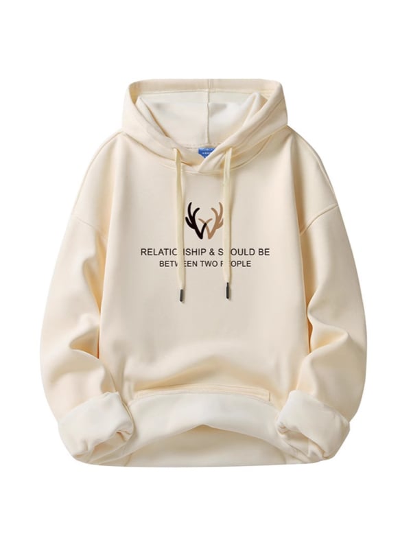 Siltināts kapucīna džemperis ar flīsām, brīvs piegriezums, garas piedurknes, apdruka, 3D kabata