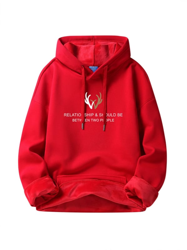 Siltināts kapucīna džemperis ar flīsām, brīvs piegriezums, garas piedurknes, apdruka, 3D kabata