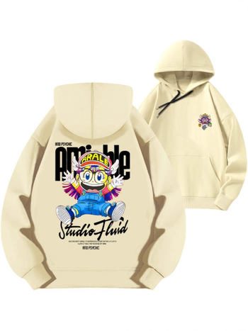 Vīriešu kapuces džemperis ar apdruku, brīvā piegriezuma, kokvilna 81–90%, rudens sezonai