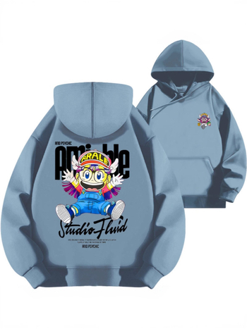 Vīriešu kapuces džemperis ar apdruku, brīvā piegriezuma, kokvilna 81–90%, rudens sezonai