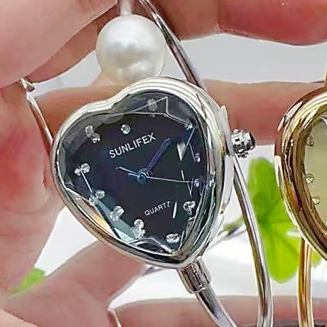 SUNLIFEX Sieviešu pulkstenis ar pērļu rokassprādzi, taisnstūra ciparnīca, kvarca mehānisms, ūdensizturība 10 m, modelis Slf250610002