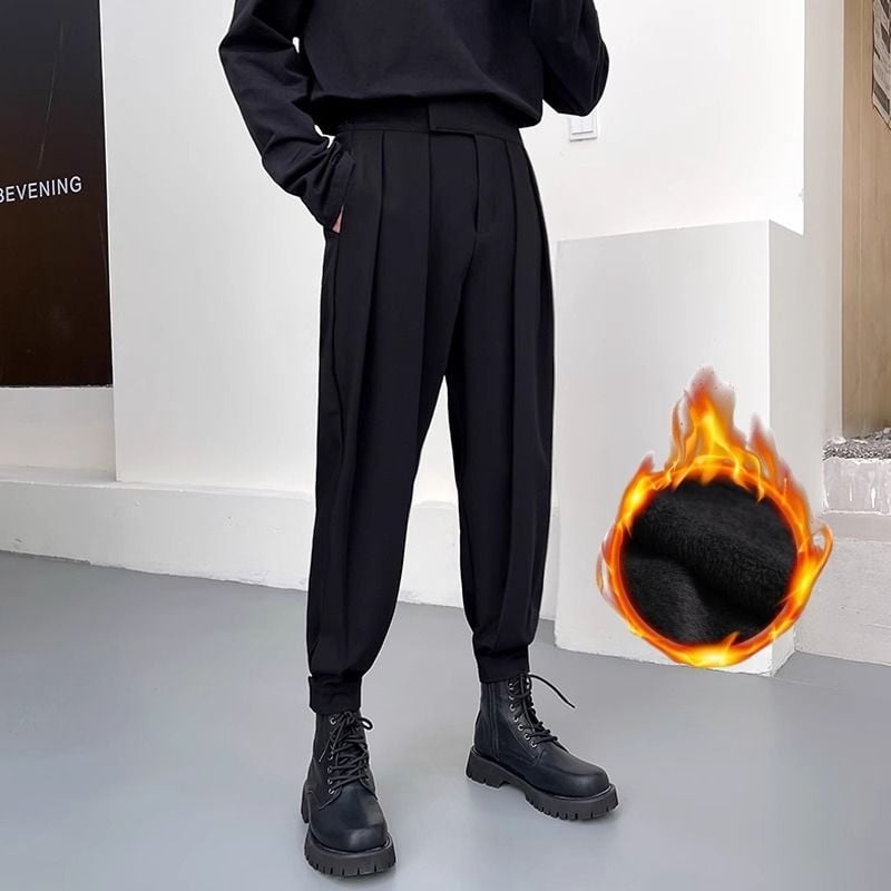 Vyrinės kasdieninės kelnės su fliso įdėklu, vidurio juosmens, tiesus kirpimas, blauzdelė iki kulkšnies, užtrauktukas