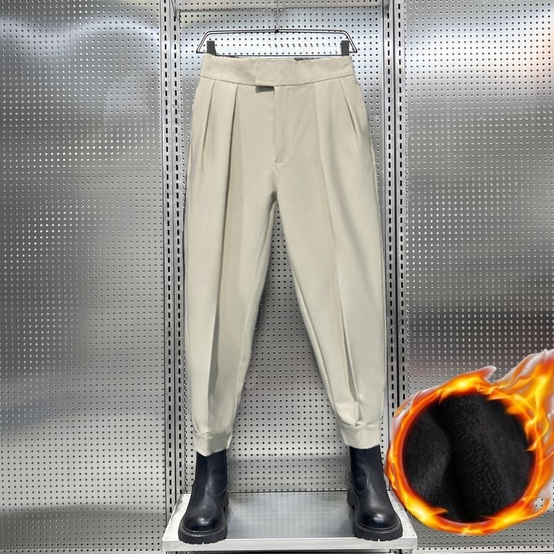 Vyrinės kasdieninės kelnės su fliso įdėklu, vidurio juosmens, tiesus kirpimas, blauzdelė iki kulkšnies, užtrauktukas