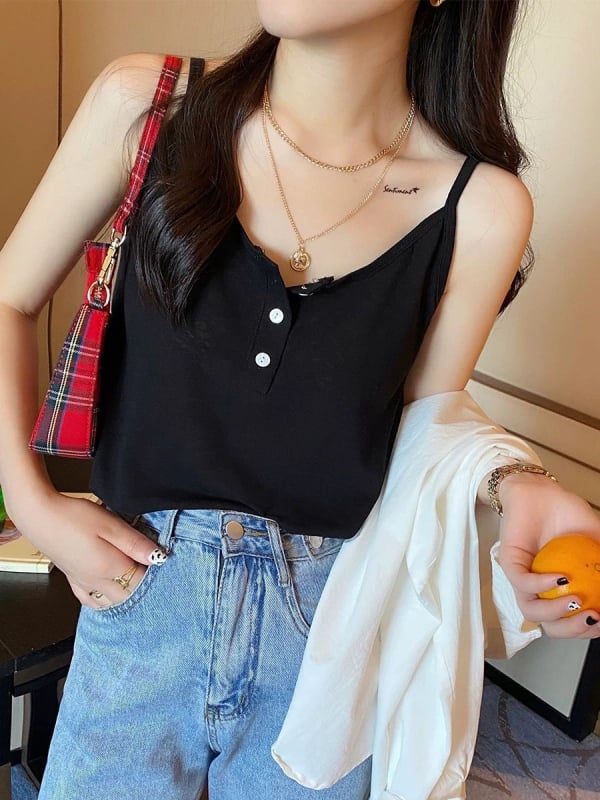 Top camisol pentru femei - amestec poliester-elastan, guler înalt, croială în formă de A, lungime scurtă, stil sexy casual