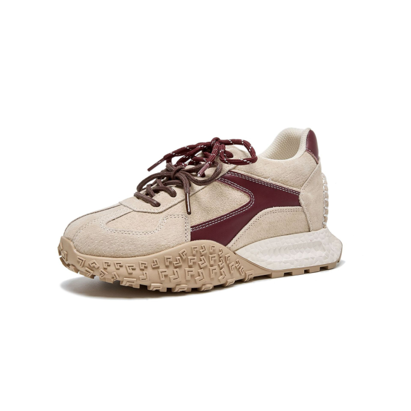 Sieviešu platformas treniņapavi — Slēpts 7 cm pacēlums, augšējā daļa vidēji augsta virs potītes, Augšējā materiāla: cūku āda + sintētiskā āda + audums, Iekšējā zole: cūku āda + latekss, Zole: gumija