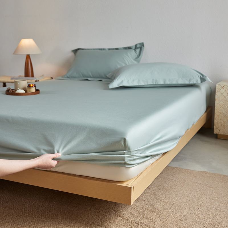 Fitted sheet set od dugog pamuka s zaštitom madraca, protuklizni pokrov, 3-djelni set, jednobojan, twill tkanina, reaktivno bojanje