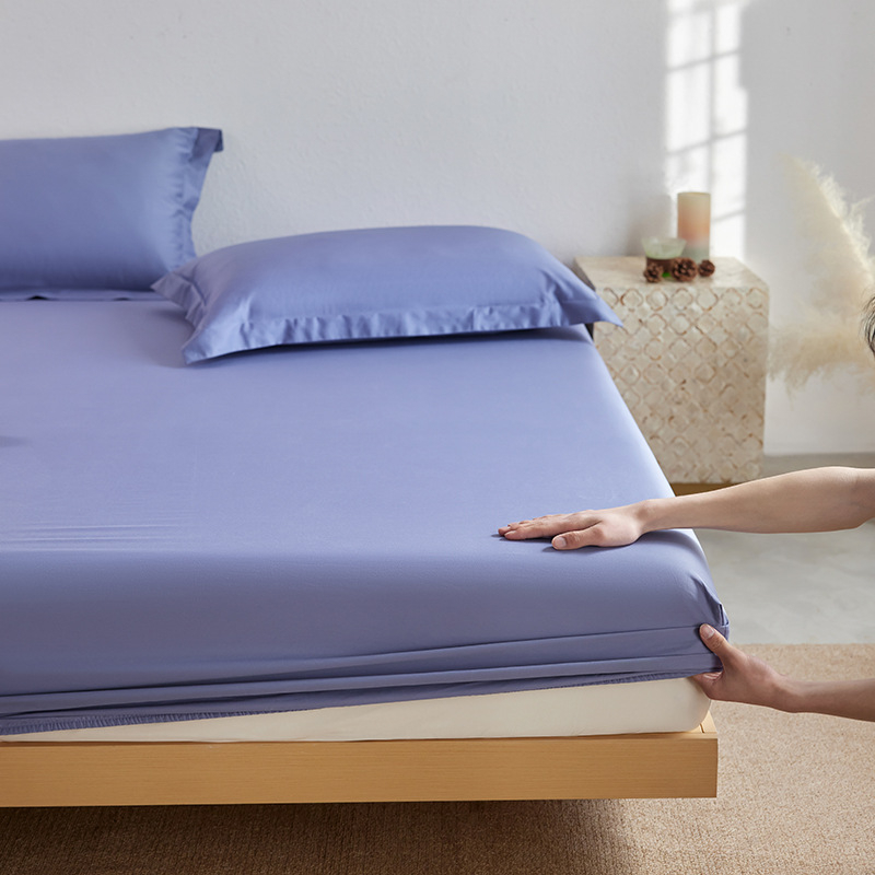 Fitted sheet set od dugog pamuka s zaštitom madraca, protuklizni pokrov, 3-djelni set, jednobojan, twill tkanina, reaktivno bojanje