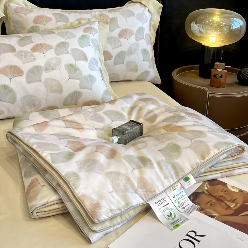 Lyocell vasaras segu – četru daļu komplekts, reaktīvā druka, Twill audums, poliestera pildījums, viegls greznums