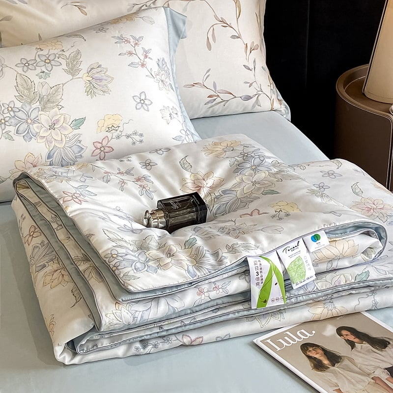 Lyocell vasaras segu – četru daļu komplekts, reaktīvā druka, Twill audums, poliestera pildījums, viegls greznums