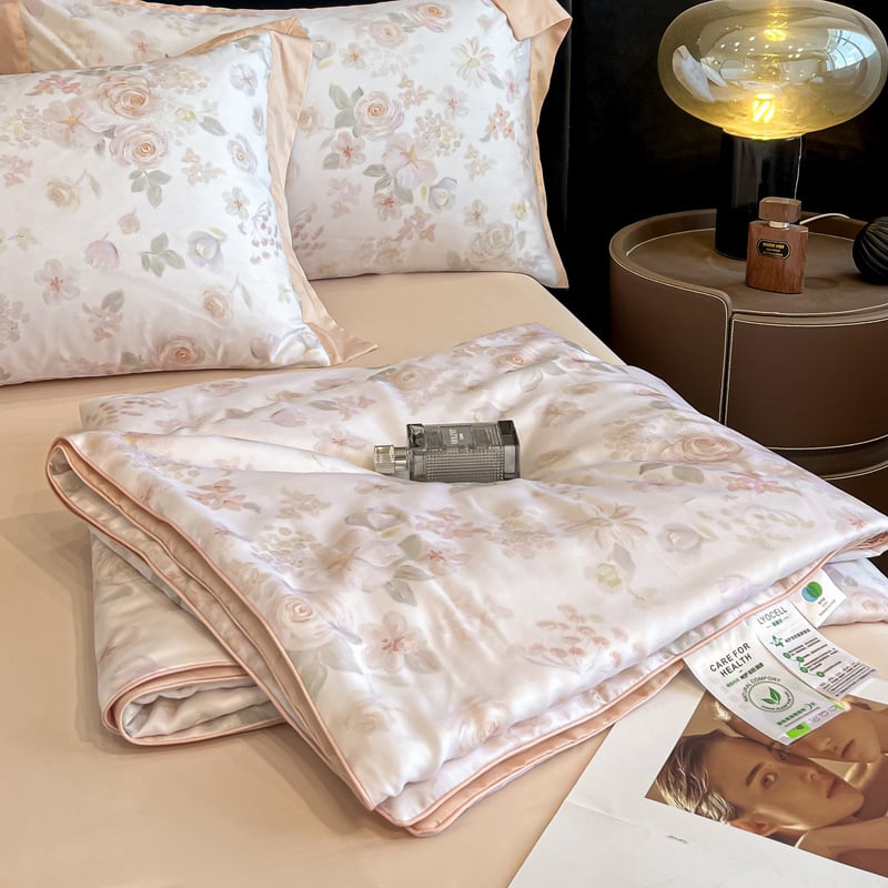 Lyocell vasaras segu – četru daļu komplekts, reaktīvā druka, Twill audums, poliestera pildījums, viegls greznums