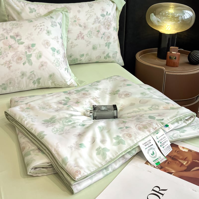 Lyocell vasaras segu – četru daļu komplekts, reaktīvā druka, Twill audums, poliestera pildījums, viegls greznums