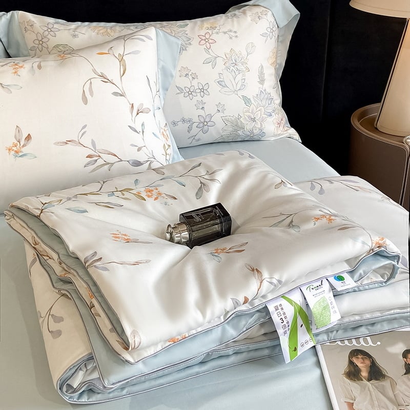 Lyocell vasaras segu – četru daļu komplekts, reaktīvā druka, Twill audums, poliestera pildījums, viegls greznums