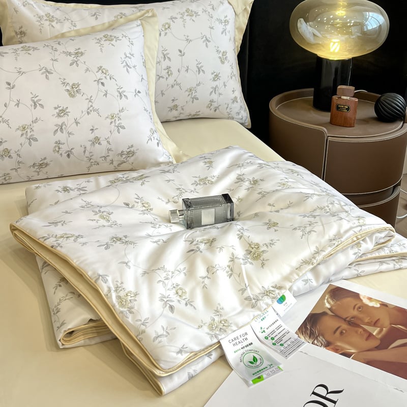 Lyocell vasaras segu – četru daļu komplekts, reaktīvā druka, Twill audums, poliestera pildījums, viegls greznums