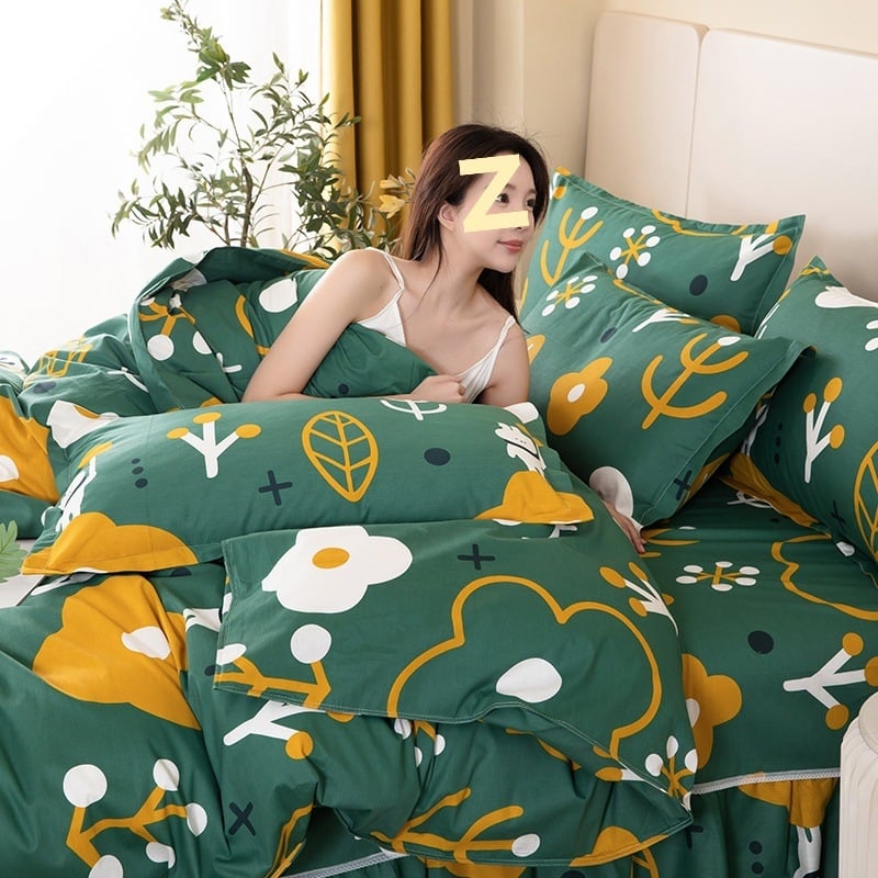 Καλύμισμα Παπλώματος από 100% Βαμβάκι σε Τβιλ – Reactive Εκτύπωση, Ρίγες/Δίκτυο/Φυτά και Λουλούδια, Απλό Στυλ