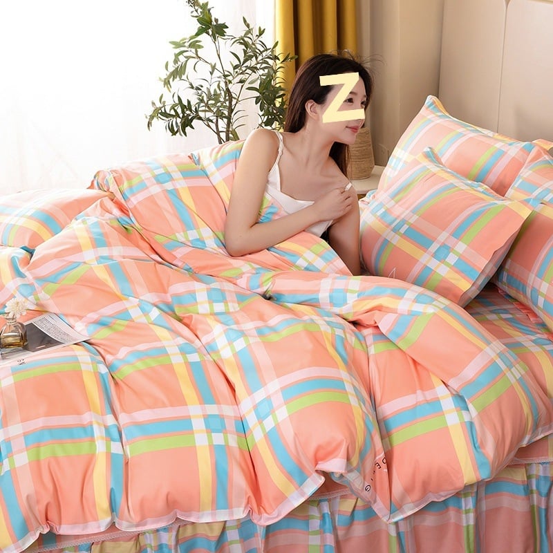 Καλύμισμα Παπλώματος από 100% Βαμβάκι σε Τβιλ – Reactive Εκτύπωση, Ρίγες/Δίκτυο/Φυτά και Λουλούδια, Απλό Στυλ