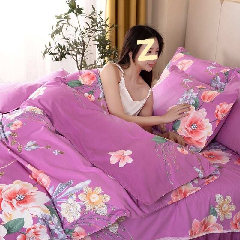 Καλύμισμα Παπλώματος από 100% Βαμβάκι σε Τβιλ – Reactive Εκτύπωση, Ρίγες/Δίκτυο/Φυτά και Λουλούδια, Απλό Στυλ