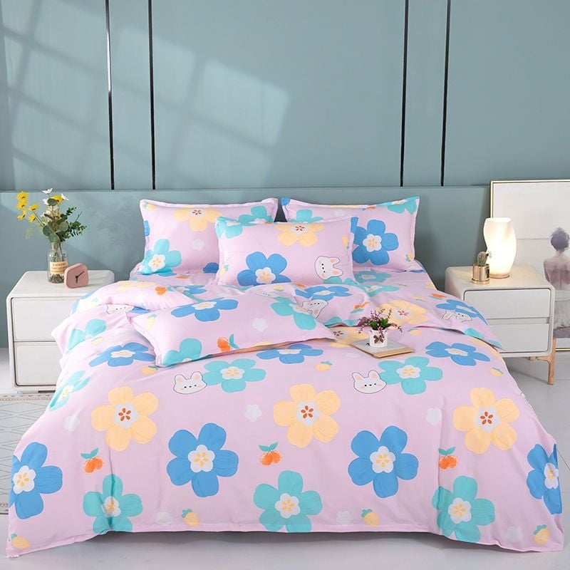 Καλύμισμα Παπλώματος από 100% Βαμβάκι σε Τβιλ – Reactive Εκτύπωση, Ρίγες/Δίκτυο/Φυτά και Λουλούδια, Απλό Στυλ