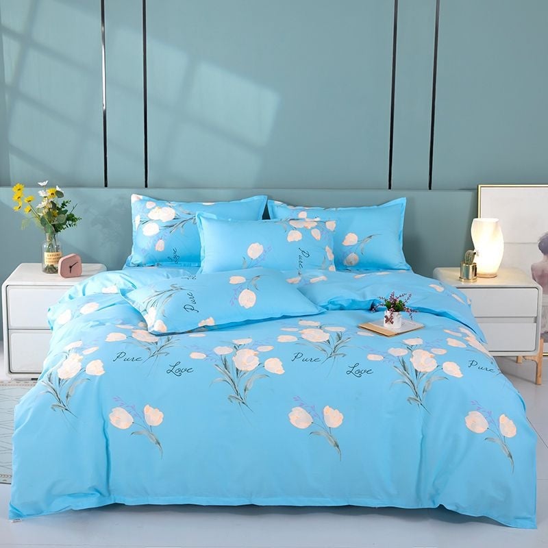 Καλύμισμα Παπλώματος από 100% Βαμβάκι σε Τβιλ – Reactive Εκτύπωση, Ρίγες/Δίκτυο/Φυτά και Λουλούδια, Απλό Στυλ