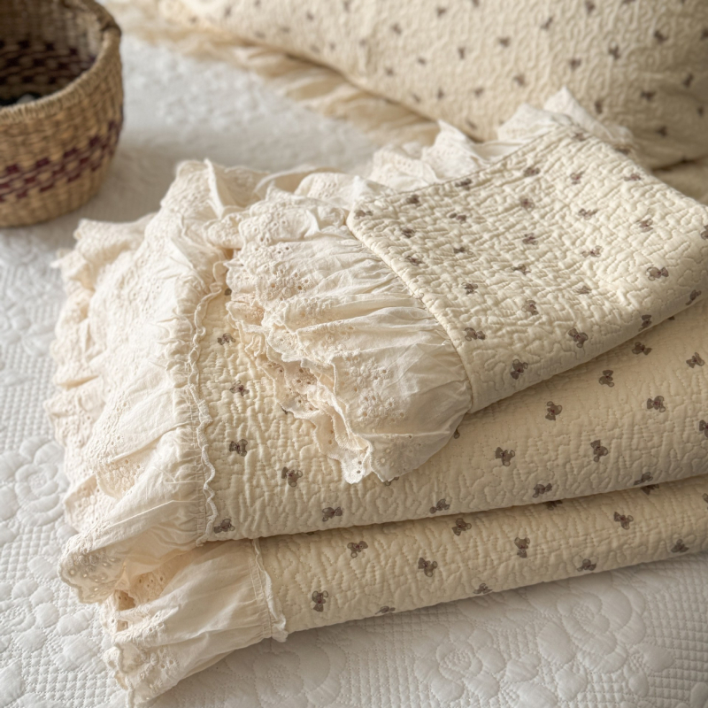 Francijas stila lielā mežģīņu gultas pārklājs komplekts ar augu un ziedu rakstu, twill audums, reaktīvā drukāšana un krāsošana, materiāls: zīda ziedu motīvi