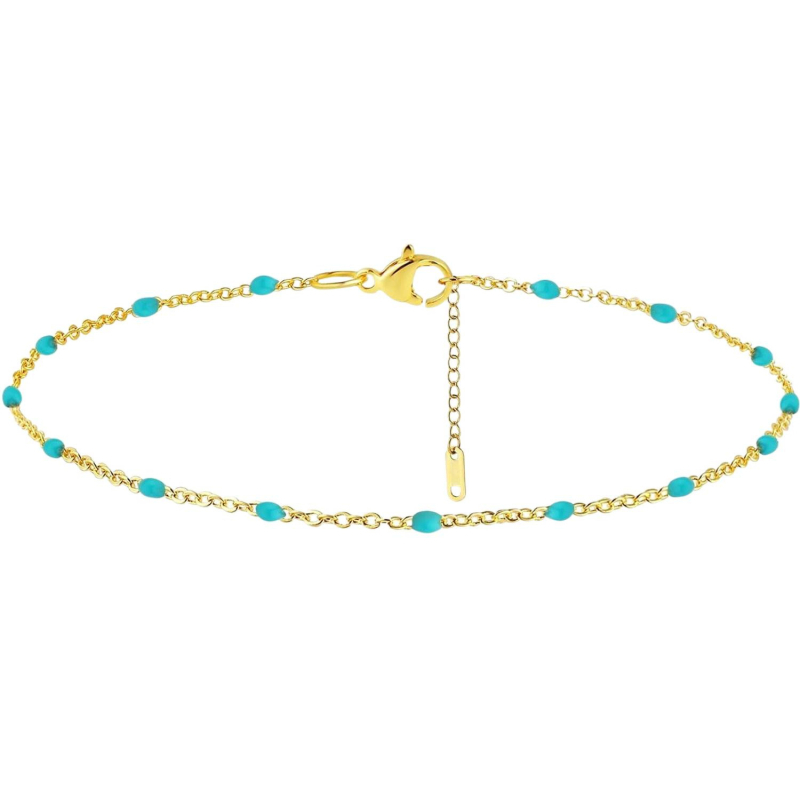 Kojos anklet su satelito karoliukais ir herringbone grandinė, nerūdijantis plienas, moteriškas geometrinis dizainas, pritaikomas