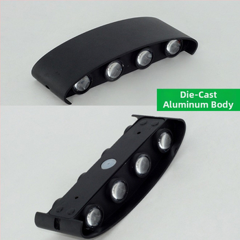 Išorinis sieninis LED šviestuvas su aliuminio gaubtu ir aliuminio korpusu, įtampa ≤36V