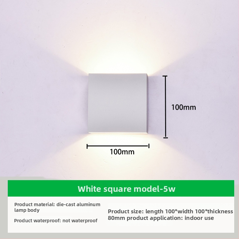 Išorinis sieninis LED šviestuvas su aliuminio gaubtu ir aliuminio korpusu, įtampa ≤36V