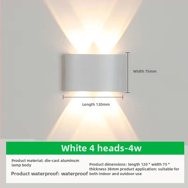 Išorinis sieninis LED šviestuvas su aliuminio gaubtu ir aliuminio korpusu, įtampa ≤36V