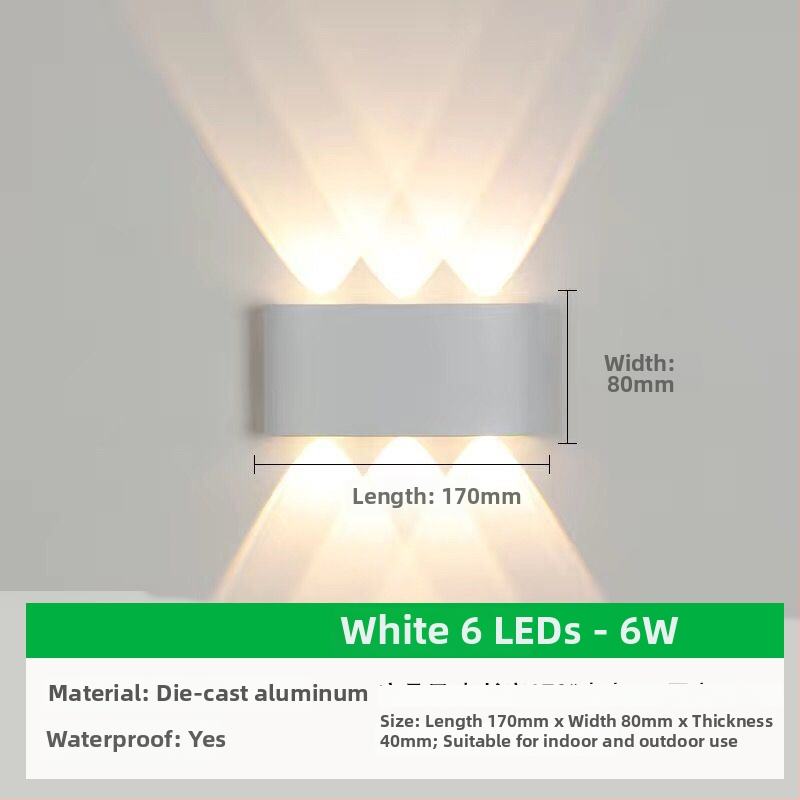 Išorinis sieninis LED šviestuvas su aliuminio gaubtu ir aliuminio korpusu, įtampa ≤36V