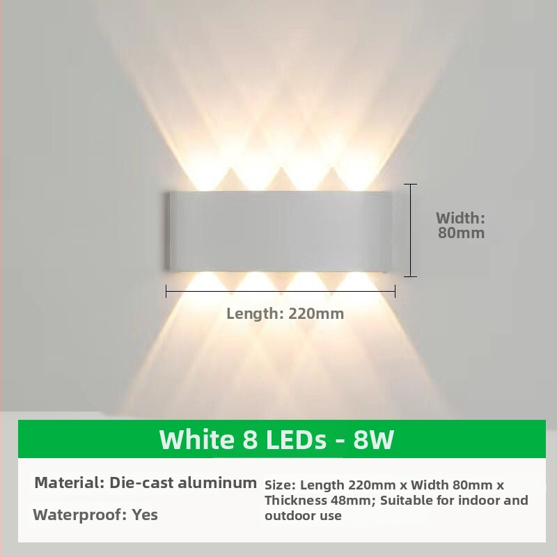 Išorinis sieninis LED šviestuvas su aliuminio gaubtu ir aliuminio korpusu, įtampa ≤36V