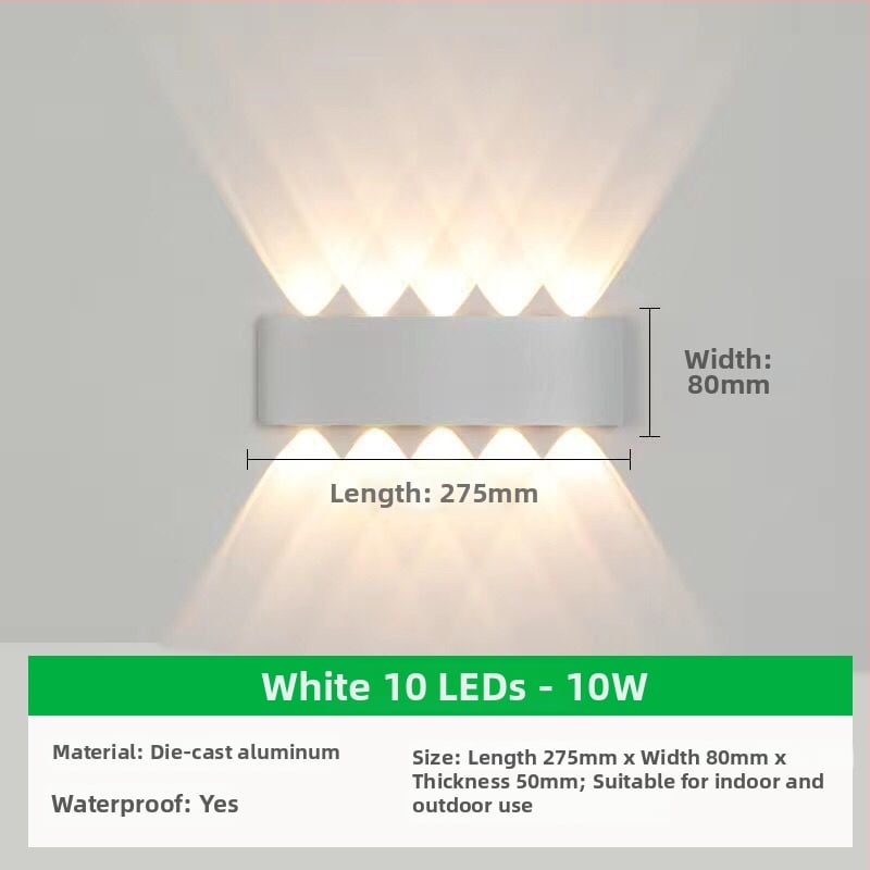 Išorinis sieninis LED šviestuvas su aliuminio gaubtu ir aliuminio korpusu, įtampa ≤36V