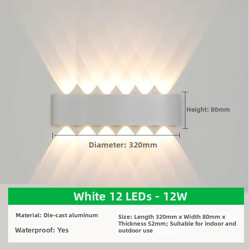 Išorinis sieninis LED šviestuvas su aliuminio gaubtu ir aliuminio korpusu, įtampa ≤36V